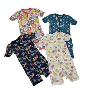 Quince Baby Organic Cotton Shortie Zip Romper Bundle Of 4 size 5T toddler pajama